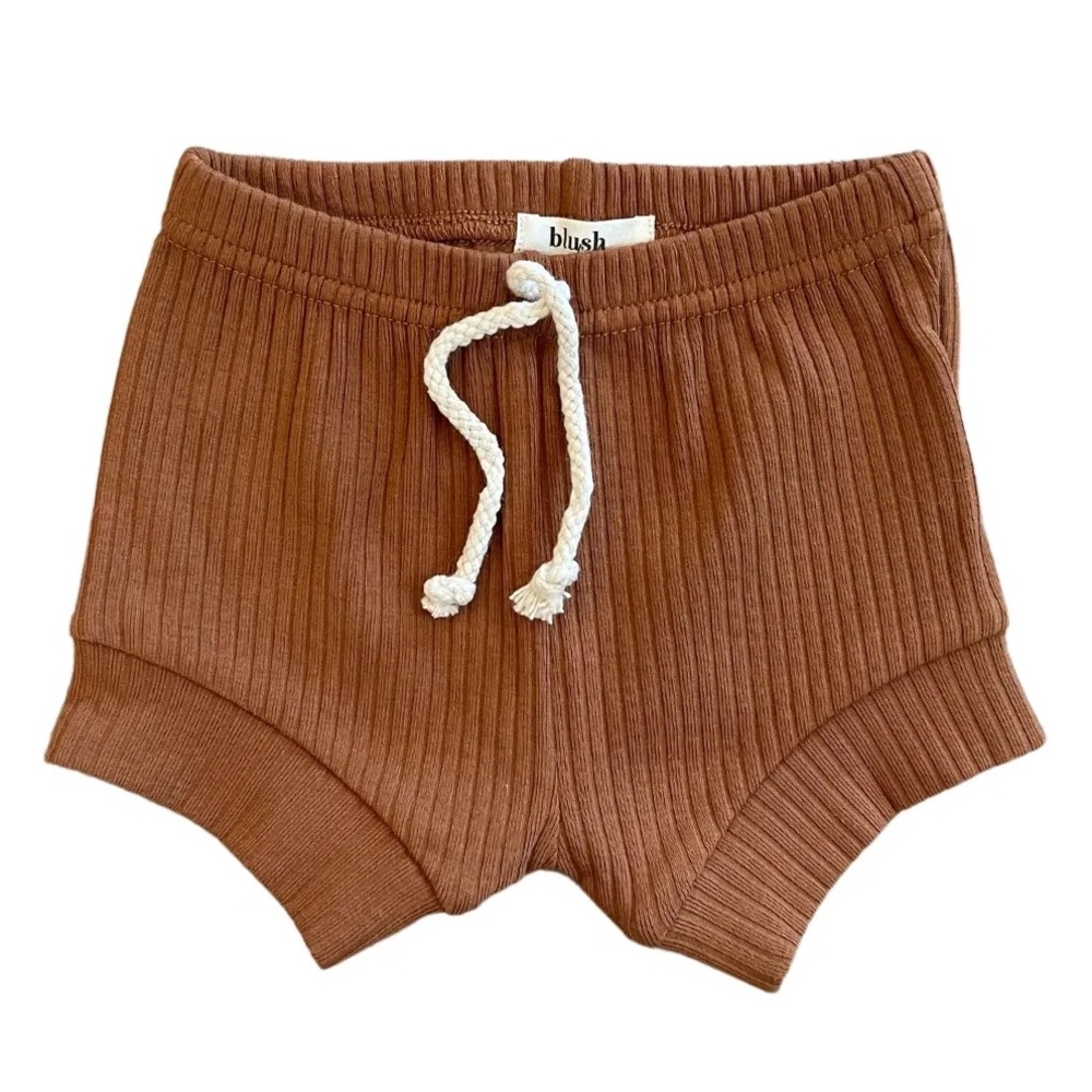 COGNAC | Ribbed organic baby toddler shorties